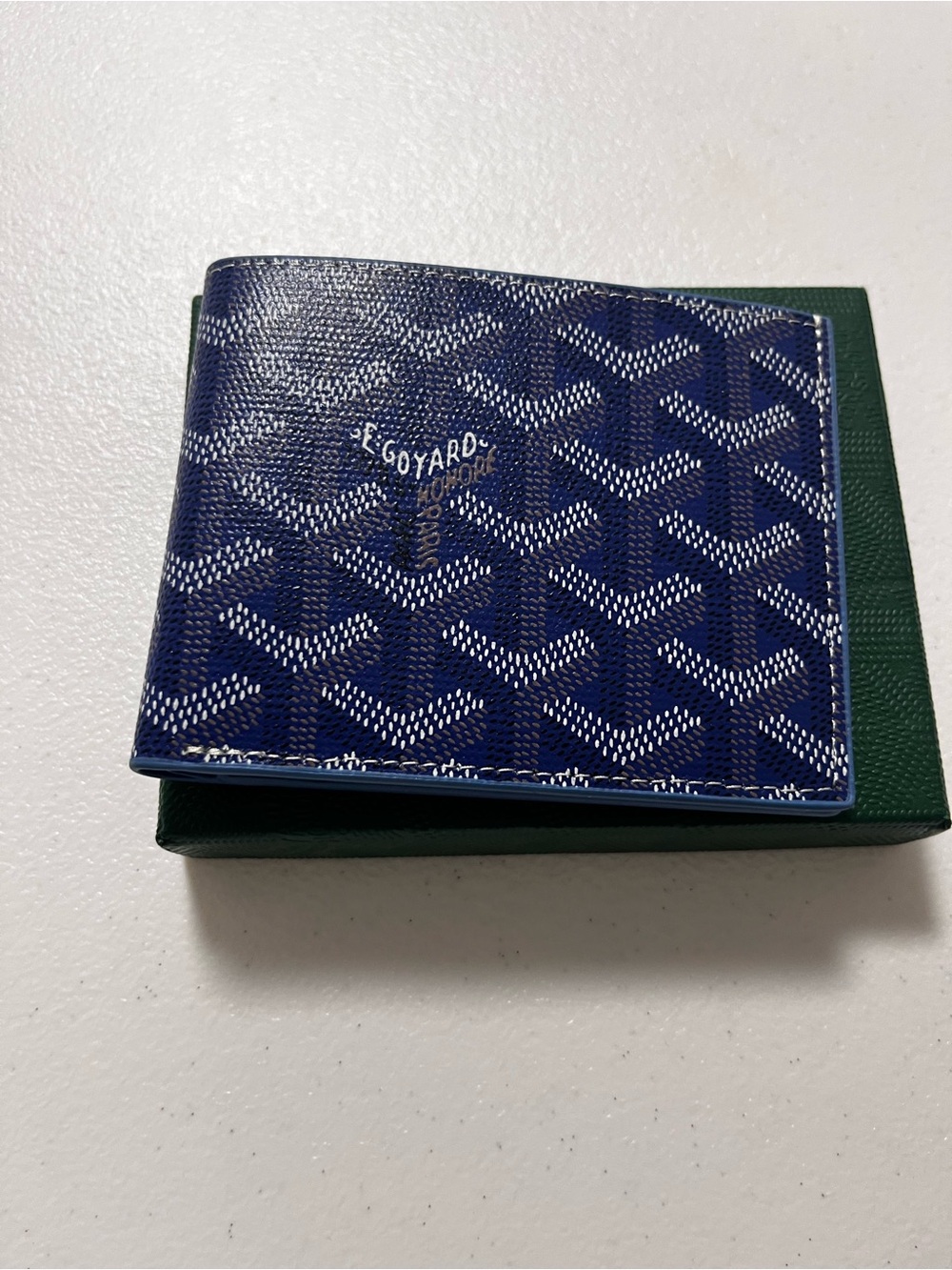 Goyard Blue and White Goyardine Bi-Fold Wallet